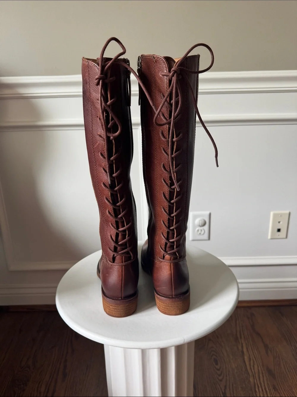 Brown/Tan Leather Knee-High Boots Size 6.5